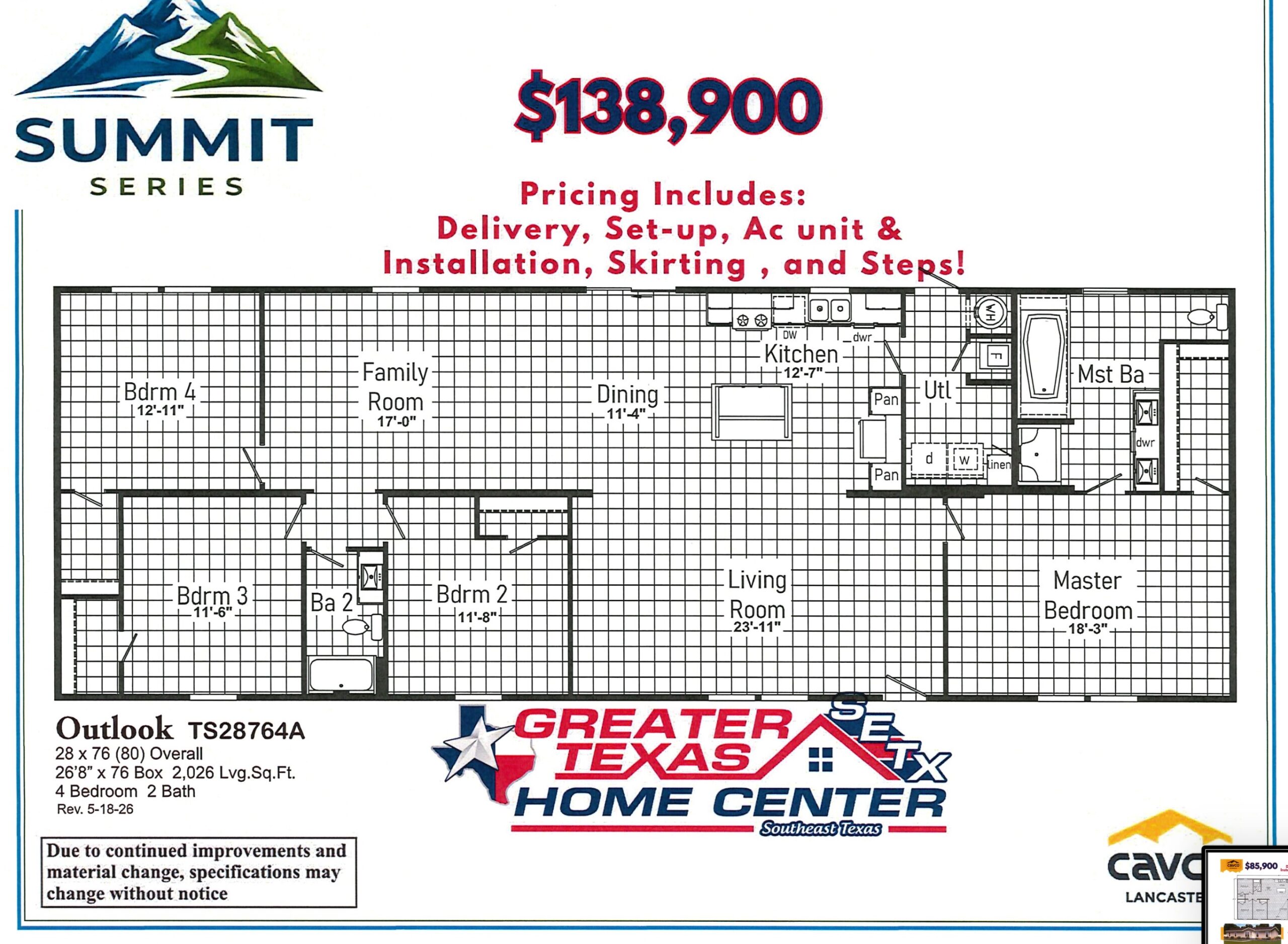 Floor plan of 2027 Cavco #905